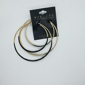 NWT Marysol Gold & Black Hoop Earrings